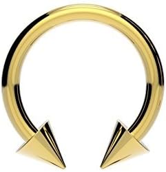 Surgical Steel Horseshoe Bar Anodized Gold with Cones - Lip, Nose, Septum, Ear, Tragus Ring, Various (1.2mm/16g, 8 MM)