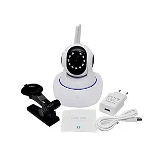 Security IP Dual Antenna WiFi Enabled Indoor Security Camera with Night Vision for Security Home/Office HD 720P Wireless with 2 Way Audio and Upto 64 GB SD Card Support (White)