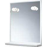 Gedy Espejo con Luz y Repisa, Plástico, Resina y Cristal, Blanco y Transparente, 14.7x45x60 cm