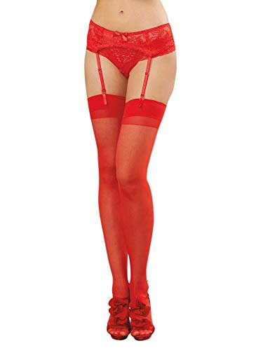 Preisvergleich Produktbild Dreamgirl Damen Oberschenkelhohe Strümpfe mit Rückennaht - Rot - Einheitsgröße
