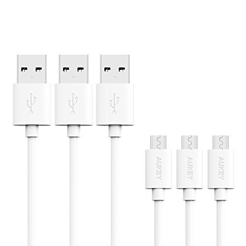 AUKEY Micro USB Kabel 1,2M [ 3 Stücke ] Weiß Ladekabel und Datenkabel für Micro USB Geräte wie für Samsung Galaxy / HTC / Huawei / Sony / Nexus / Nokia / Android Smartphones usw.