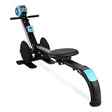 Capital Sports Stringmaster - Machine Aviron de Musculation et Entrainement Fitness, Rameur d'appartement Pliable, Charge Max de 100kg, Ordinateur de Bord, Métal Robuste, Bleu