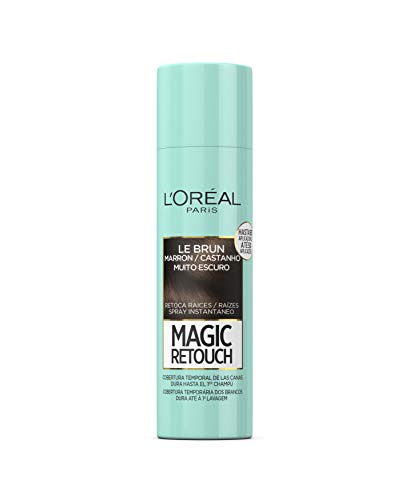 L'Oreal Paris, Magic Retouch Spray Retoca RaÃ­ces y Canas Castaño Oscuro, Marrón, 150 ml