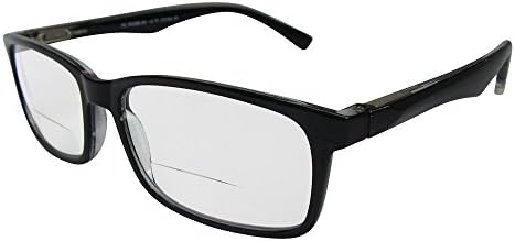Oslo Bifocal Wayfarer Reading Glasses in Jet Black Frame (Black, 1.50)