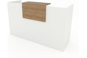 DUÓFIC MOSTRADOR de Recepción y Oficina. Fácil Montaje. con Cierres Laterales y embellecedor Ajustable Color Olmo. Fabricado EN ESPAÑA. Envio a Toda la Península. (180x105x50 cm)
