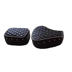 BikeNwear Compatible Split Seat Cover-Black with Foam & Button Compatible with Royal Enfield Classic 350cc & 500cc