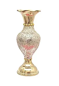 Hand Crafted Metal Flower Vase for Home Decoration (Silver, 10 Inch)