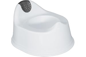 OLMITOS Topf de Luxe - rutschsicheres, ergonomisches Baby & Kinder Töpfchen Töpfchen-Trainer mit Spritzschutz und Rückenlehne - leicht, tragbar und hygienisch weiß/silber