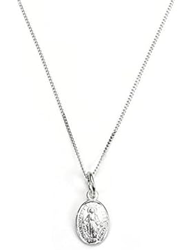 9 Karat Weißgold Wundertätige Mirakulöse Maria Medaille Schmuckanhänger / Halsketten / Anhänger | Kettenlängen...