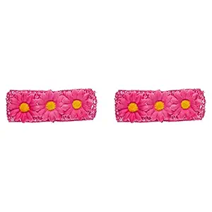 Amazon Brand - Solimo Kid's Hair Bands with Red Flowers, Pack of 2