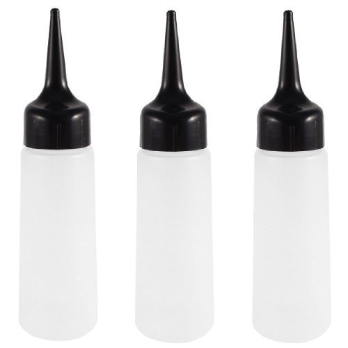 3 Pcs 150mL Capacity Shampoo Plastic Squeeze Needle Bottle White Black