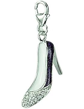 Silber 925 Sterling Silver Charms - Anhänger - Schuh mit Zirk./Email - B. 6,5 mm - H. 20,5 mm