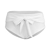 XuxMim Frauen Sexy Bandage Solid Print Badeanzug Hohe Taille Bikini Bademode Badehose(Weiß,Medium)