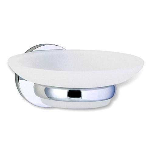 HC-Handel 930333 Seifenschale "Capri" Glas verchromt 12,5 x 11 x 6,5 cm weißlich/silber
