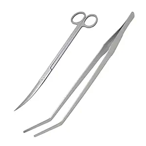 Petzlifeworld Aquarium Set Curved Tweezer Long and Tip Bend Scissor