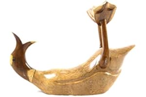 COCO PAPAYA Flaschenhalter aus Holz, Ente, 25 x 30 cm, handwerkliche Skulptur