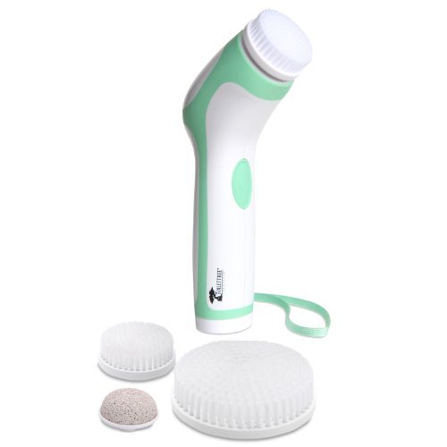 Water-Resistant Professional Skin Care Face and Body Brush System by ToiletTree Products (Green)