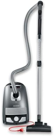SEVERIN Aspirapolvere con Sacco, 750W, 3 Litri, Silenzioso, Filtro HEPA 13, Raggio d'Azione 9m, Bocchetta XL Parquet, 26,7 x 41,4 x 24,0 cm, Grigio/Rosso - BC 7045