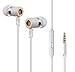 Produktbild LinQ® Ear Kopfhörer Stereo Ohrhörer Headset mit Mikrofon Bedienung Luststärkeregler für iPhone Samsung Smartphone Tablets iPad PC MP3 Players(Kabellänge 1.2 m, High Definition), weiß