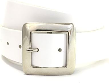 Genuine Leather Belt in White with Silver Square Buckle - 1" 1/2 (38mm) - Handmade in UK - Mens Belt - Leather Strap available in other natural colours. Extra Long Sizes available