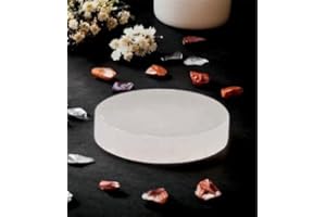 vingardium leviosa Crystal Selenite Charging Plate Handmade Natural White Selenite Charging Round Disc Healing Spiritual Cleanse and Recharge Selenite Crystal Meditation Decoration Gift 10cm Approx.