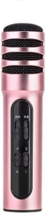 CCLOON Wired Handheld Recording Condenser Wirelss Bluetooth Microphone MIC with Ball-type Anti-wind Foam Cap Headphone for Apple iPhone Android Smartphone Or PC, Home KTV (Rose Gold)