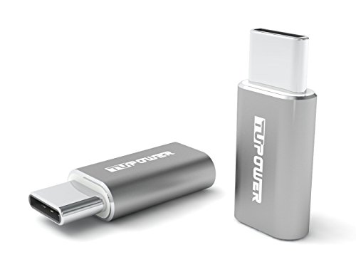 A05 2-er-Pack Type C Adapter Micro USB zu USB C Adapter ALU grau Typ C für Samsung Galaxy S8 S8+ Plus A7 A5 A3 Tab S3 2017 Huawei Mate 9 P10 P9 Plus HTC U11 Ultra LG G5 G6 Nexus 5X 6P von TUPower OTG-fähig