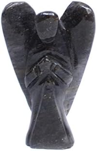 Humunize Faith Healing Crystal Beautiful Gemstone Guardian Black Onyx Carved Angel Stone Feng Shui Gift Reiki Crystal Therapy Psychic