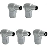 RASMACOR | Pack 5 units Male TELEV&Eacute;S | Shielded elbow CEI connectors for 0.8 cm coaxial cables | Reference 4130