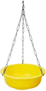 Gardens Need 100% Virgin Plastic Bonsai-10 Hanging Planter with Iron Chain | Set of 4 Planter, (26cm x 26cm x 8.5cm, Yellow)