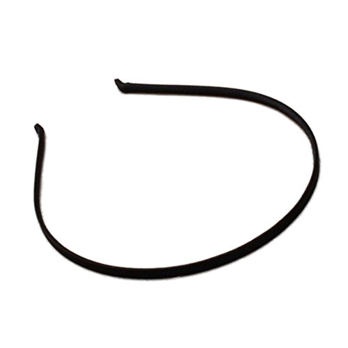 Black Narrow Metal Satin Covered Alice Hair Band Headband 0.5cm (0.2") Wide