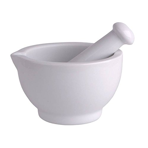 Keramik Mörser mit Stößel 10,5cm Gewürzmörser Küchenmörser weiß
