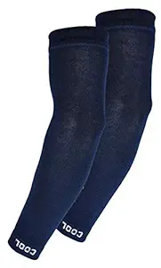 VT VIRTUE TRADERS Men & Women Cotton Sports Arm Sleeves (Pack of 1 Pair, Navy Blue)