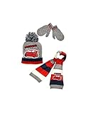Lavar a 30° C. Cars - Bufanda, gorro y manoplas - Para bebé/niño - Azul marino y gris - De 9 meses a 3 años gris y rojo 48 cm (9-18 Meses)