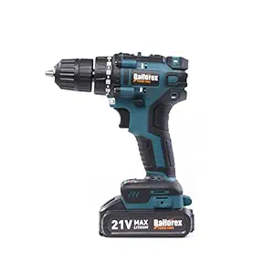 BALLOREX KS-21VD Brushless Cordless Drill Machine/Driver with 2 batteries Reversible switch Multi-Torque Clutch, Keyless Chuck & 24 Accessories Kitbox- Wood, Metal & Concrete, 5C 2Ah, 21 Volts, 10mm