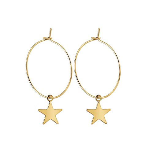 Bobury Pendientes Plateado Perforada de la Estrella del aro de aleación geométrico Gota Colgante Que cuelga Gota para el oído joyería y Accesorios