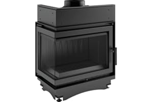 ‎KRATKI KRATKI Maja Holzkamin mit Lufteinlass BImSchV 2 konform 8 kW Thermischer Wirkungsgrad 80% Staubauslass 200 mm Gusseisen und Stahl Linksseitig 82 x 67 cm