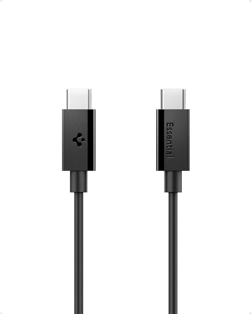 Spigen USB-C to USB-C 1 Metre Kablo 60W Güç/PPS 2.0 Super Hızlı Şarj / 480 Mbps Data Aktarım Hızı Type-C Ekstra Dayanıklı Black - ACA08718