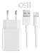 Produktbild OKCS Ladeset - USB Ladekabel 3M + 2A Netzteil für Apple iPhone X, 8, 8 Plus, 7, 7 Plus etc. - Weiß