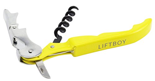 Liftboy Kellnermesser mit Doppelhebel in Gelb – Korkenzieher, Wein-Messer, Flaschenöffner, Kellner-Besteck mit Kapsel-schneider – Flaschen leicht Öffnen mit Sommeliermesser - 7