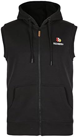 RockBerryMens Sleeveless Sweatshirt Cotton Hoodies Zip up Top