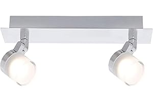 Voltman Réglette 2 Spots - Collection Gyra - Spécial Salle de Bain - Chrome - 10 Watts - 700 LM - 3000 K - IP44