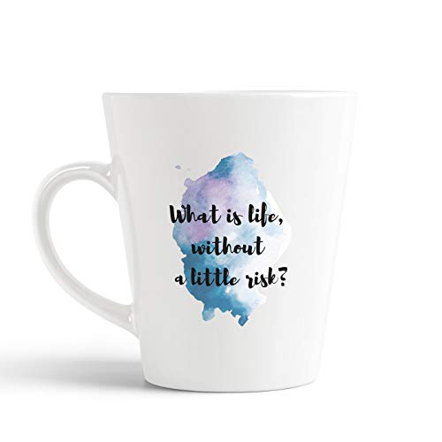 iKraft Motivation Quotes Conical Coffee- What is Life Without a Little Risk Printed Coffee Mug- White
