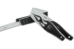 YUEKO Gitarrengurt für E-Gitarre/Bass, cooles Lightning-Muster, Flamme
