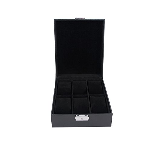 Songmics Uhrenkoffer für 6 Uhren Schwarz JWB06B