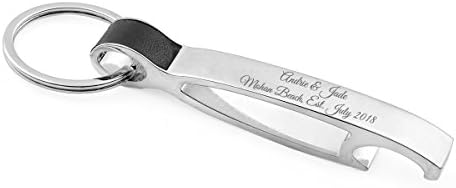 Pack of 10 Classic Custom Engraved Bottle Opener Key Chains for Men, Sleek, Leather Wrapped, Bachelorette Party Favors, Business Gifts by OnePlace Gifts
