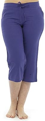 Tom Franks Femme 100% Lin/Coton Motif 3/4 Pantacourt 3/4 PaNT Pantalon ceinture Couleurs vives 10/12/14/16/18 - Violet - 40
