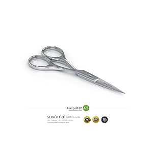 Suvorna 4.5" Beard Scissors, Mustache Scissors, Nose, Eyebrow & Ear Hair Scissors - Facial Hair & Grooming Scissors - Professional Moustache & Beard Trimming Scissors for Men - Precise Cut Compact Scissors - Image 3