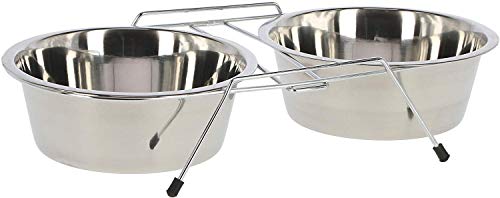 Kerbl Chien Gamelles Inox et Support 2x900 ml