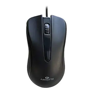 Amkette Kwik Pro 7 Wired Optical USB Mouse with 3 Buttons - Black